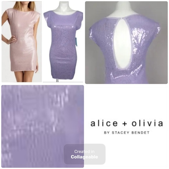 โผ๏ธWOWโผ๏ธAlice + Olivia lilac ๐๐sequins open back mini dress โผ๏ธ๐๐๐๐๐Beautiful ๐ - Picture 6 of 8